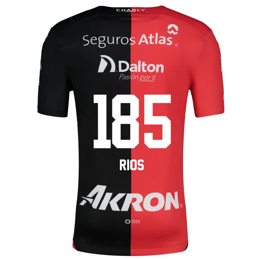 Danxen Kinderen Víctor Ríos #185 Rood Zwart Thuisshirt Thuistenue 2024/25 T-Shirt