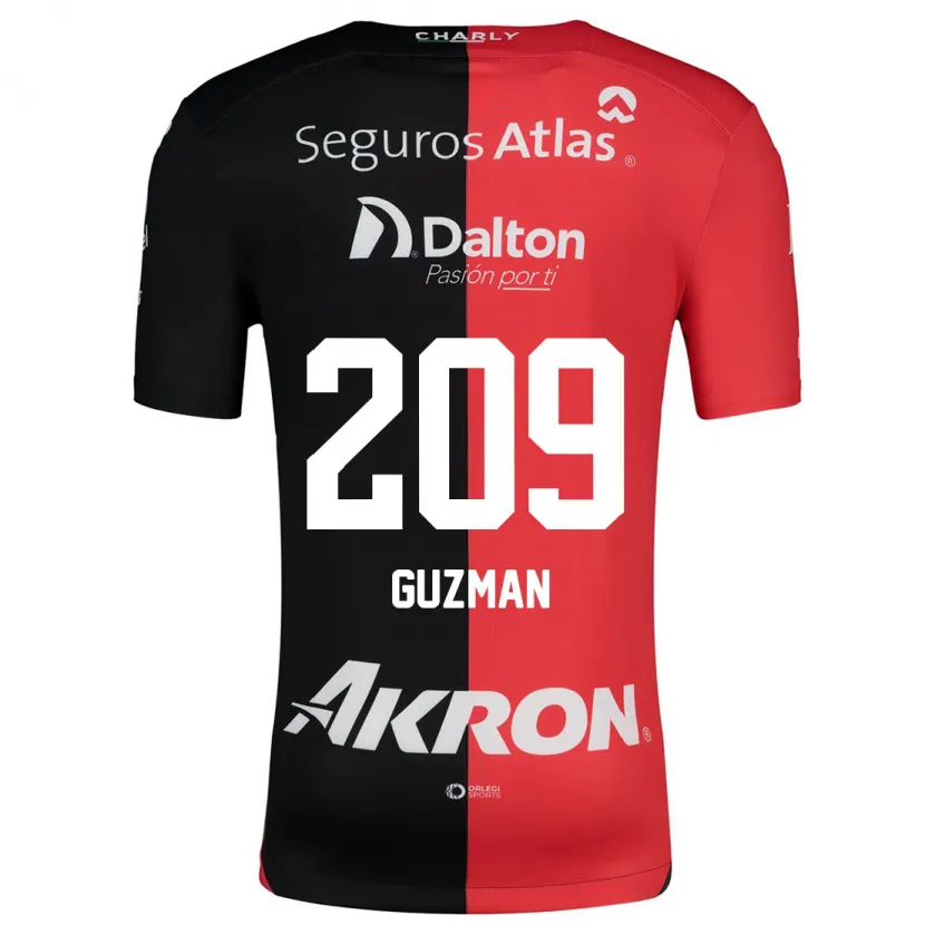 Danxen Kinderen Jorge Guzmán #209 Rood Zwart Thuisshirt Thuistenue 2024/25 T-Shirt