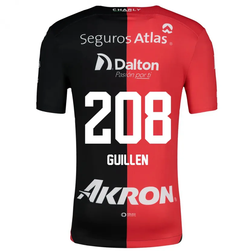 Danxen Kinderen Jesús Guillén #208 Rood Zwart Thuisshirt Thuistenue 2024/25 T-Shirt