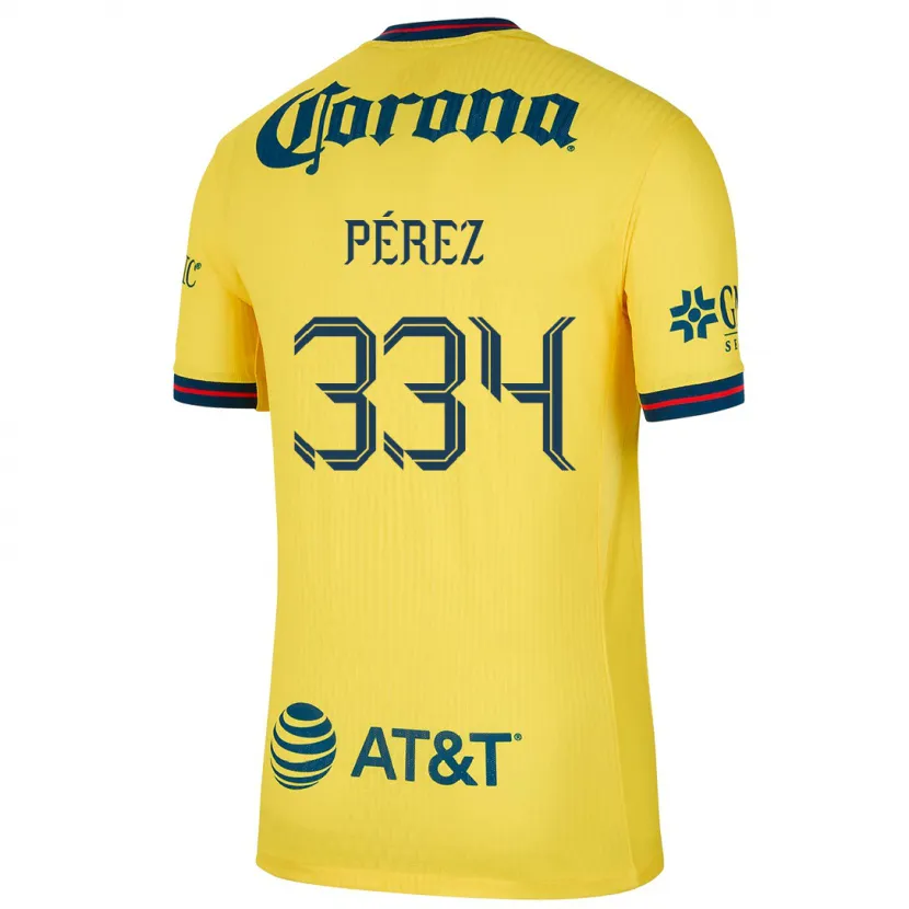 Danxen Kinderen Diego Pérez #334 Geel Blauw Thuisshirt Thuistenue 2024/25 T-Shirt