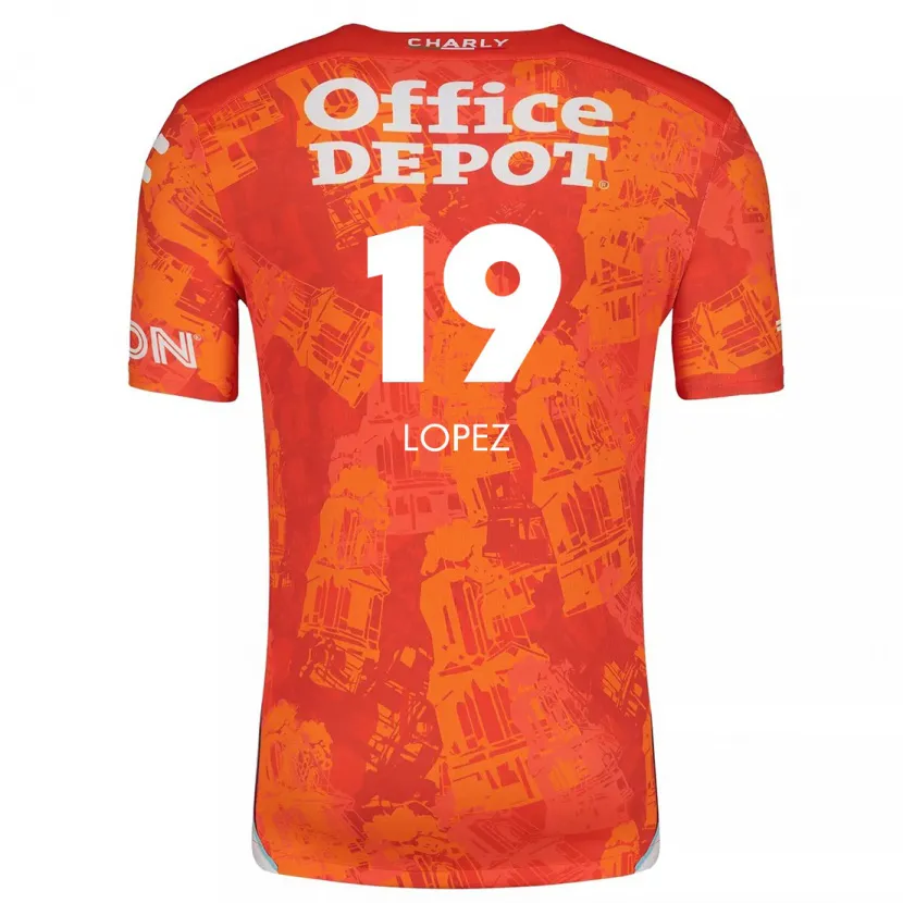 Danxen Kinderen Javier Eduardo López #19 Oranje Wit Uitshirt Uittenue 2024/25 T-Shirt