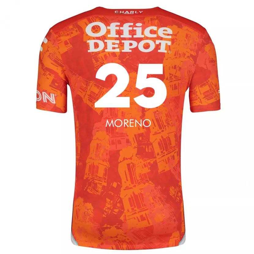 Danxen Kinderen Carlos Moreno #25 Oranje Wit Uitshirt Uittenue 2024/25 T-Shirt