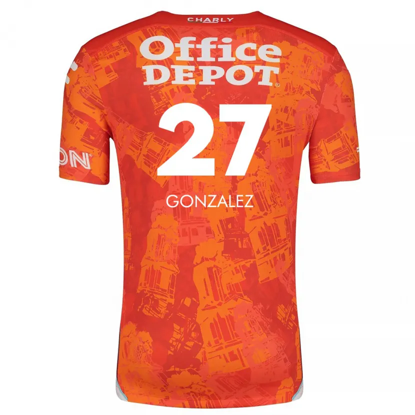 Danxen Kinderen Owen González #27 Oranje Wit Uitshirt Uittenue 2024/25 T-Shirt