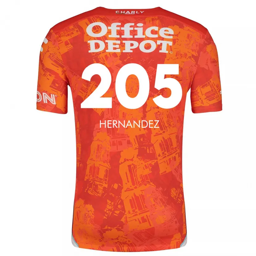 Danxen Kinderen Sergio Hernández #205 Oranje Wit Uitshirt Uittenue 2024/25 T-Shirt