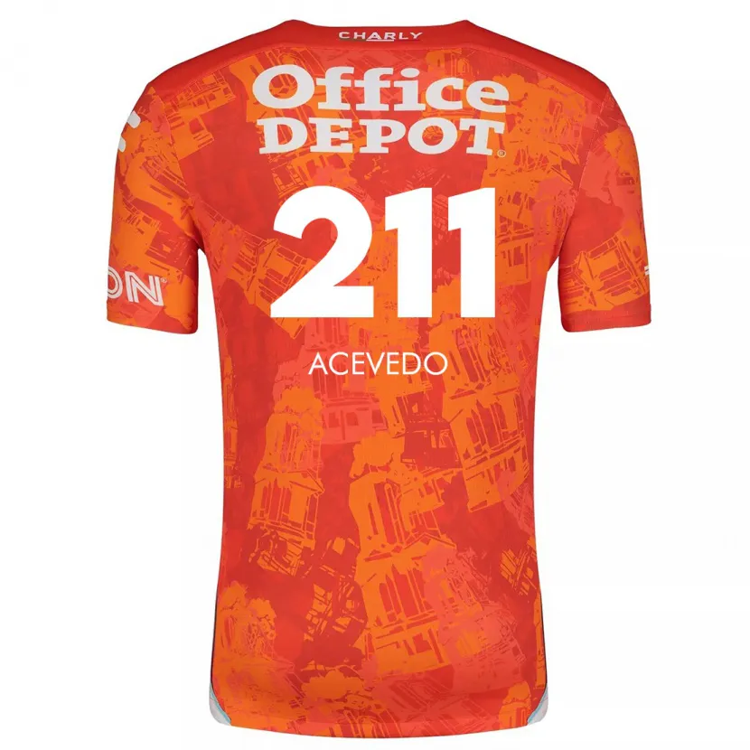 Danxen Kinderen Gerardo Acevedo #211 Oranje Wit Uitshirt Uittenue 2024/25 T-Shirt