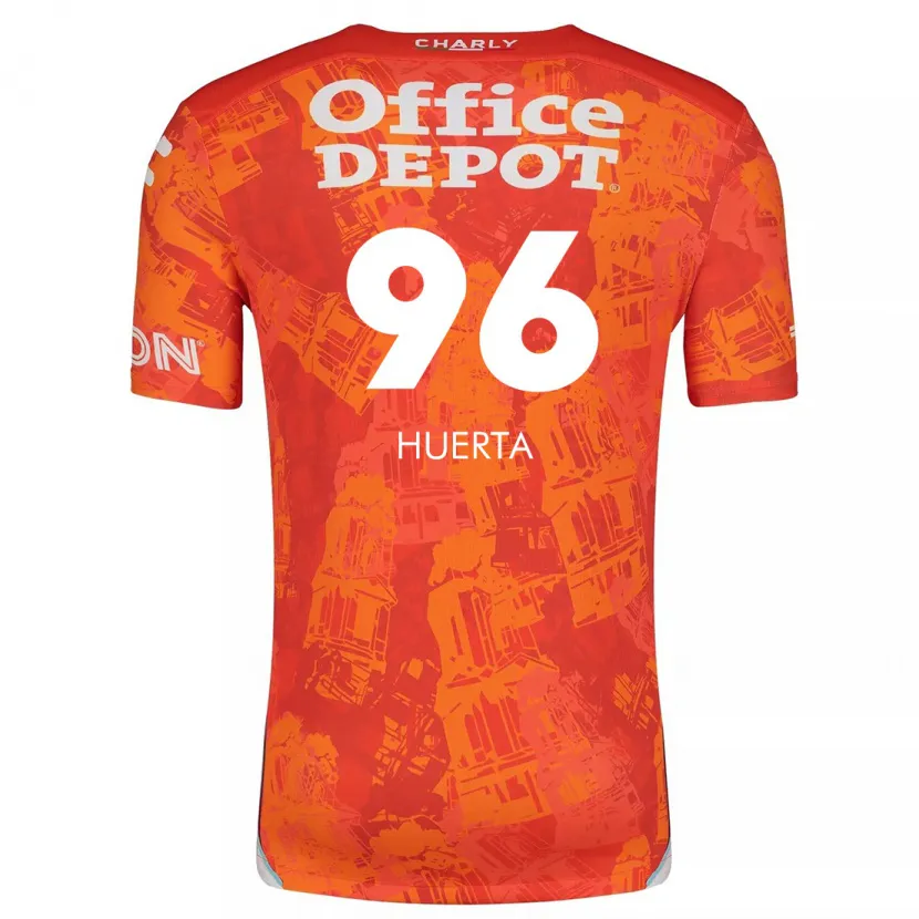Danxen Kinderen Edwin Huerta #96 Oranje Wit Uitshirt Uittenue 2024/25 T-Shirt