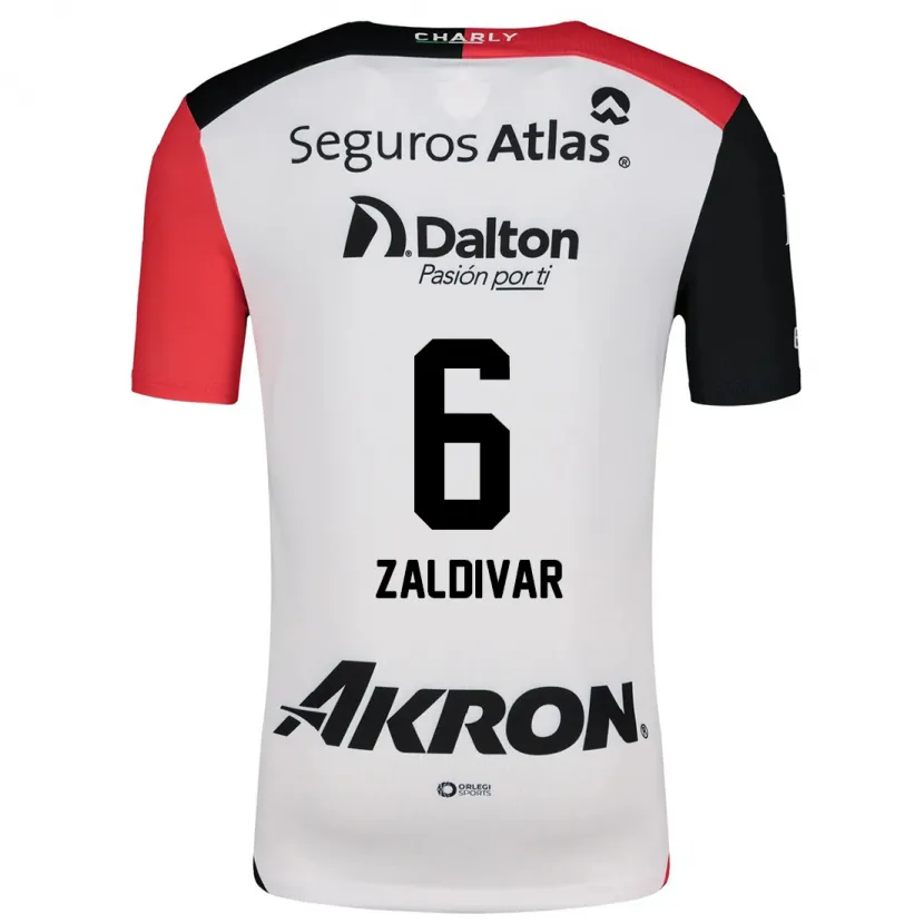 Danxen Kinderen Édgar Zaldívar #6 Wit Rood Zwart Uitshirt Uittenue 2024/25 T-Shirt