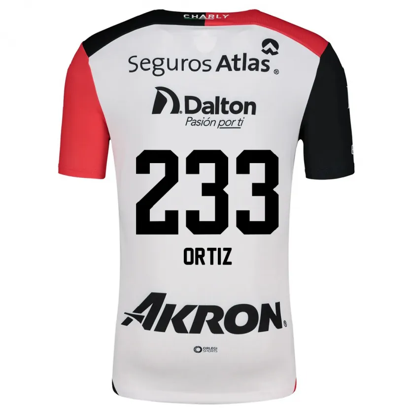 Danxen Kinderen Brandon Ortiz #233 Wit Rood Zwart Uitshirt Uittenue 2024/25 T-Shirt