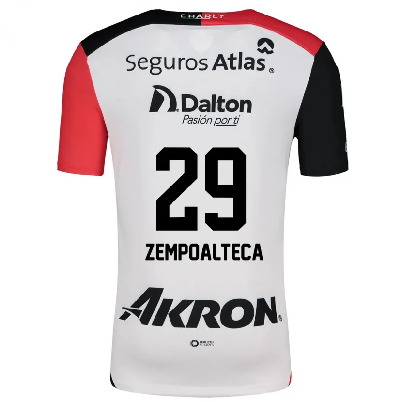 Danxen Kinderen Karla Zempoalteca #29 Wit Rood Zwart Uitshirt Uittenue 2024/25 T-Shirt