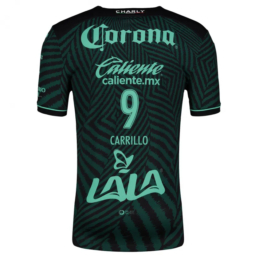 Danxen Kinderen Jordán Carrillo #9 Zwart Groen Uitshirt Uittenue 2024/25 T-Shirt