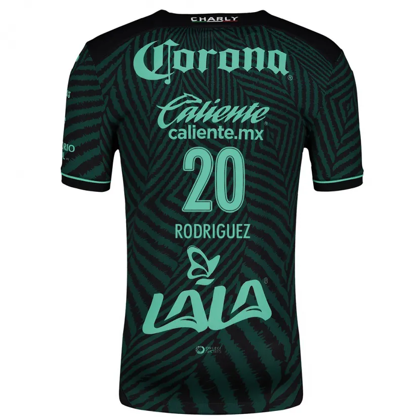 Danxen Kinderen Hugo Rodríguez #20 Zwart Groen Uitshirt Uittenue 2024/25 T-Shirt