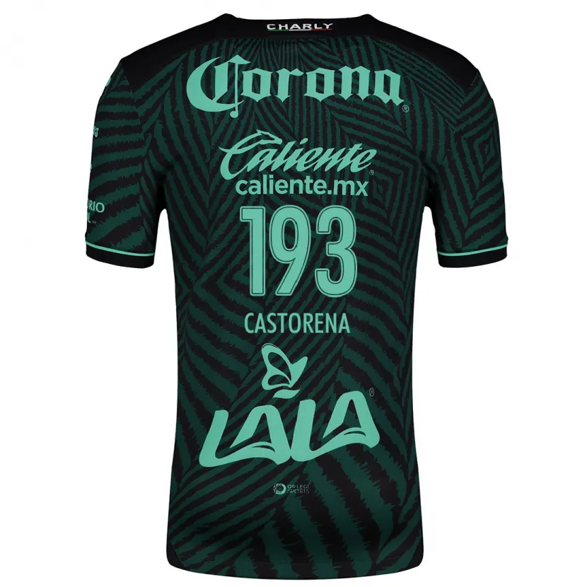 Danxen Kinderen Damián Castorena #193 Zwart Groen Uitshirt Uittenue 2024/25 T-Shirt