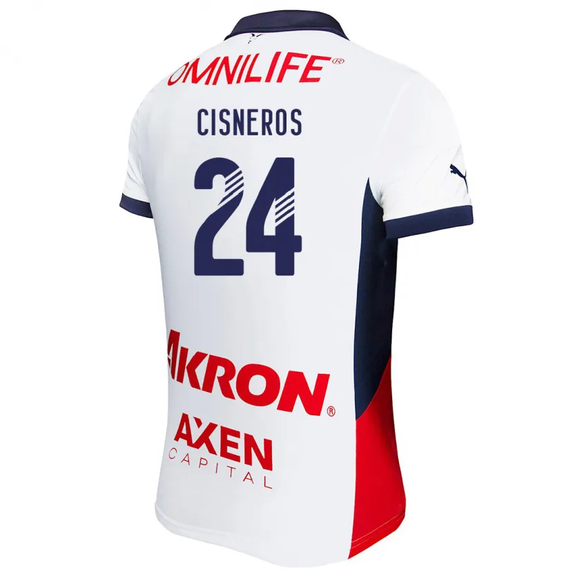 Danxen Kinderen Carlos Cisneros #24 Wit Rood Blauw Uitshirt Uittenue 2024/25 T-Shirt
