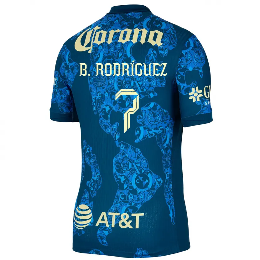 Danxen Kinderen Brian Rodríguez #7 Blauw Geel Uitshirt Uittenue 2024/25 T-Shirt