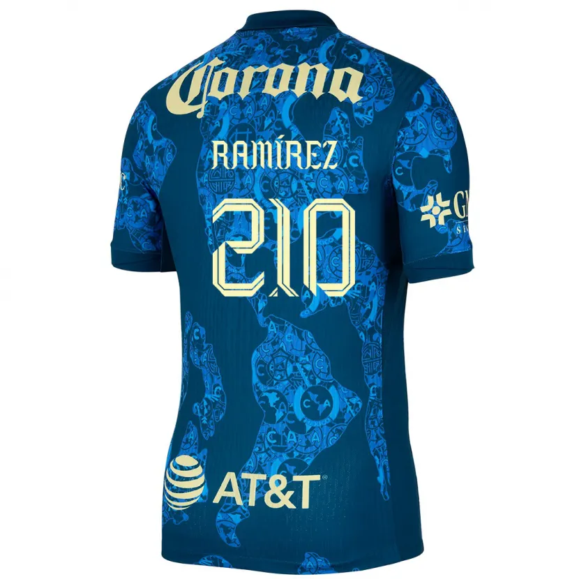 Danxen Kinderen Miguel Ramírez #210 Blauw Geel Uitshirt Uittenue 2024/25 T-Shirt