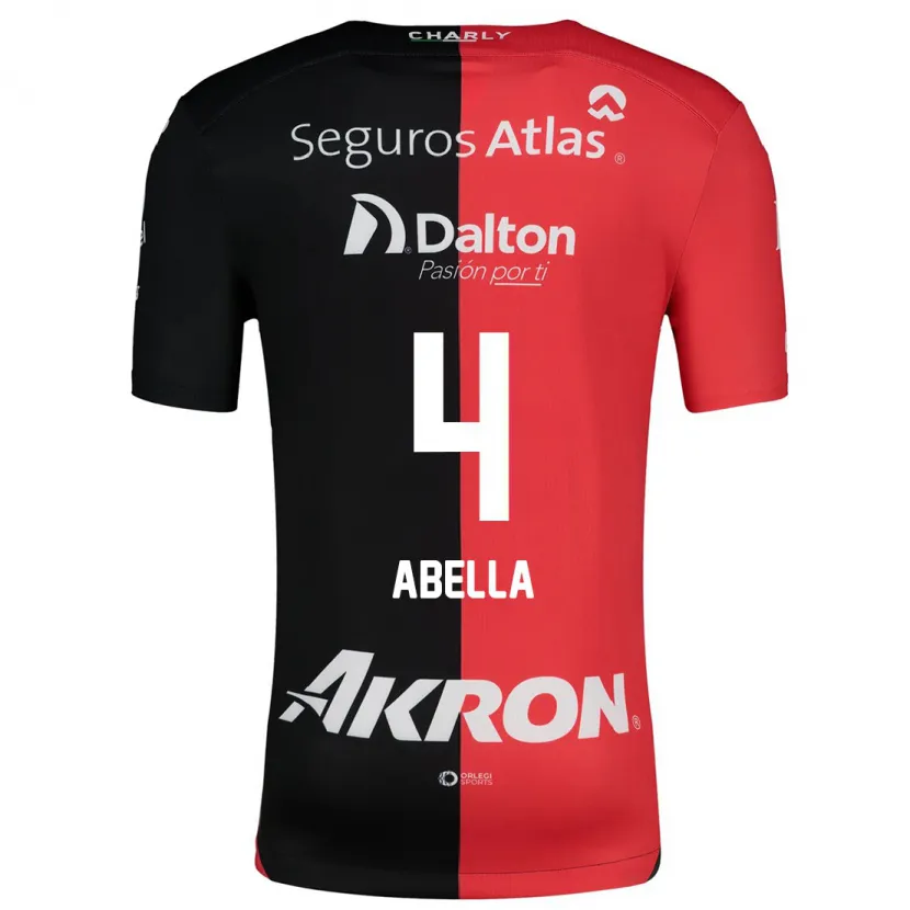 Danxen Heren José Abella #4 Rood Zwart Thuisshirt Thuistenue 2024/25 T-Shirt