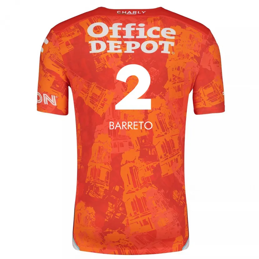 Danxen Heren Sergio Barreto #2 Oranje Wit Uitshirt Uittenue 2024/25 T-Shirt