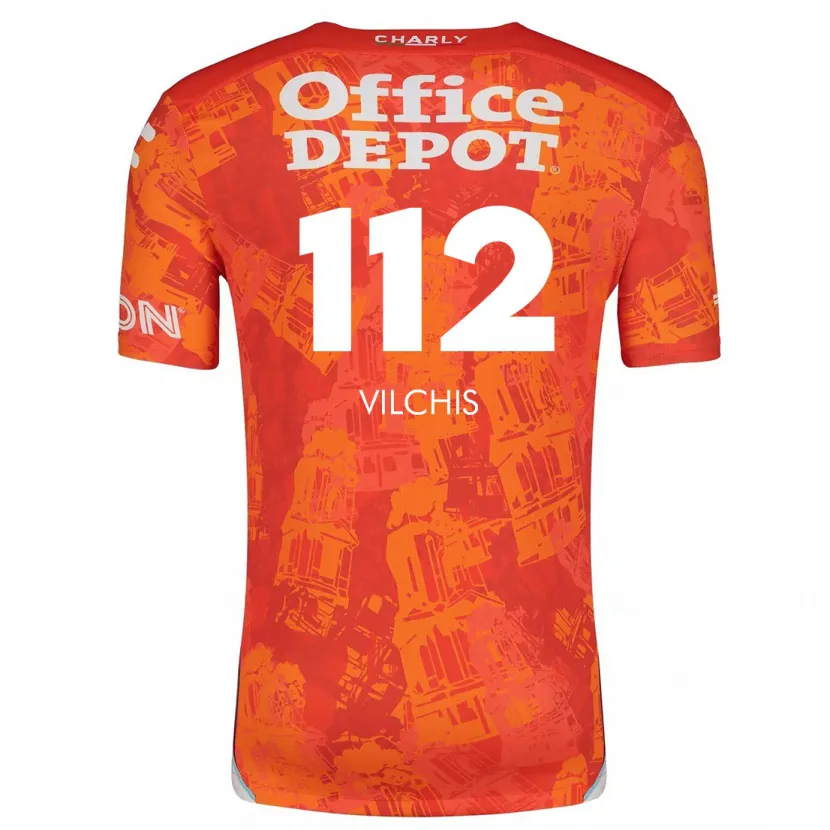 Danxen Heren Leonardo Vílchis #112 Oranje Wit Uitshirt Uittenue 2024/25 T-Shirt