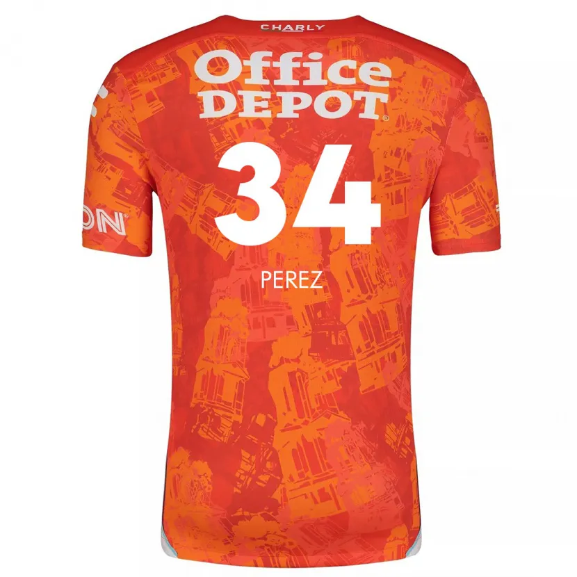 Danxen Heren Julio Pérez #34 Oranje Wit Uitshirt Uittenue 2024/25 T-Shirt
