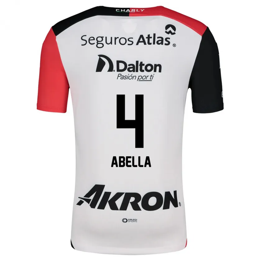 Danxen Heren José Abella #4 Wit Rood Zwart Uitshirt Uittenue 2024/25 T-Shirt