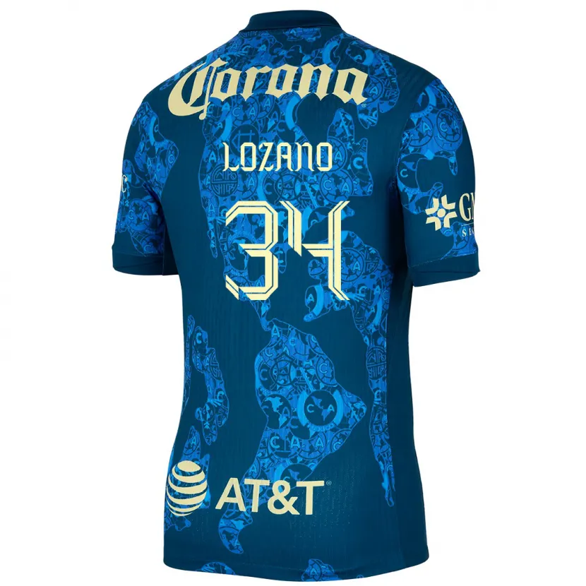 Danxen Heren Esteban Lozano #34 Blauw Geel Uitshirt Uittenue 2024/25 T-Shirt