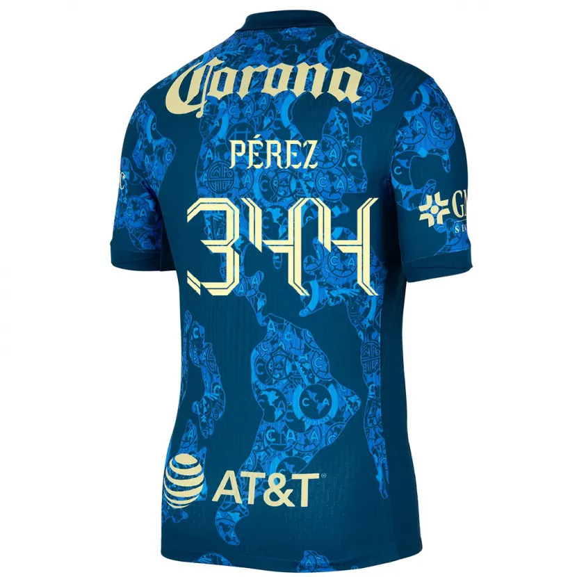 Danxen Heren Froylan Pérez #344 Blauw Geel Uitshirt Uittenue 2024/25 T-Shirt