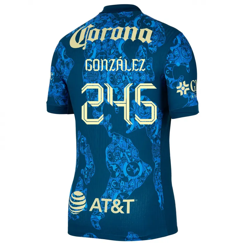 Danxen Heren Enrique González #245 Blauw Geel Uitshirt Uittenue 2024/25 T-Shirt