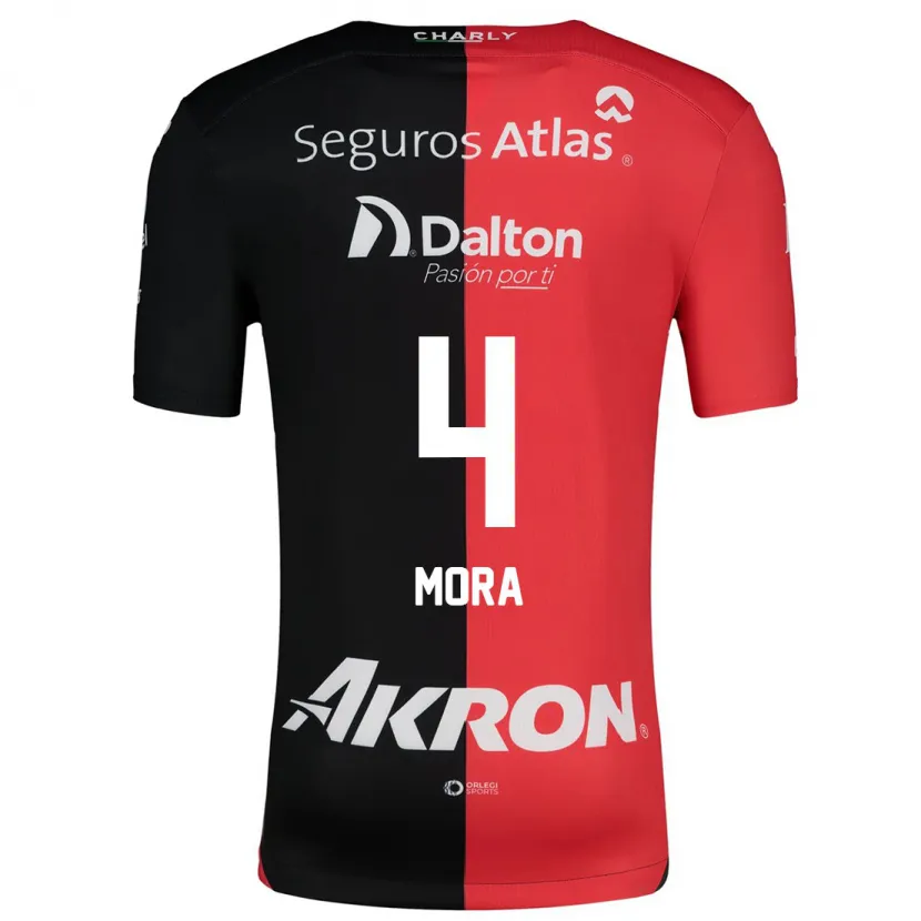 Danxen Dames Adrián Mora #4 Rood Zwart Thuisshirt Thuistenue 2024/25 T-Shirt