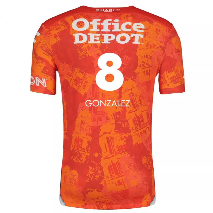 Danxen Dames Bryan González #8 Oranje Wit Uitshirt Uittenue 2024/25 T-Shirt