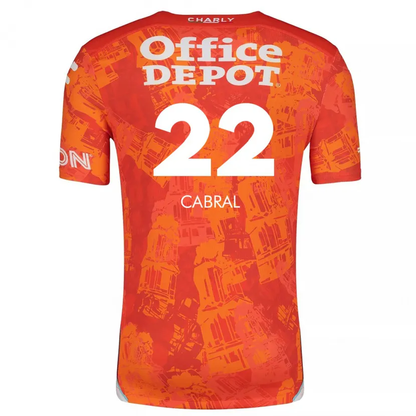 Danxen Dames Gustavo Cabral #22 Oranje Wit Uitshirt Uittenue 2024/25 T-Shirt