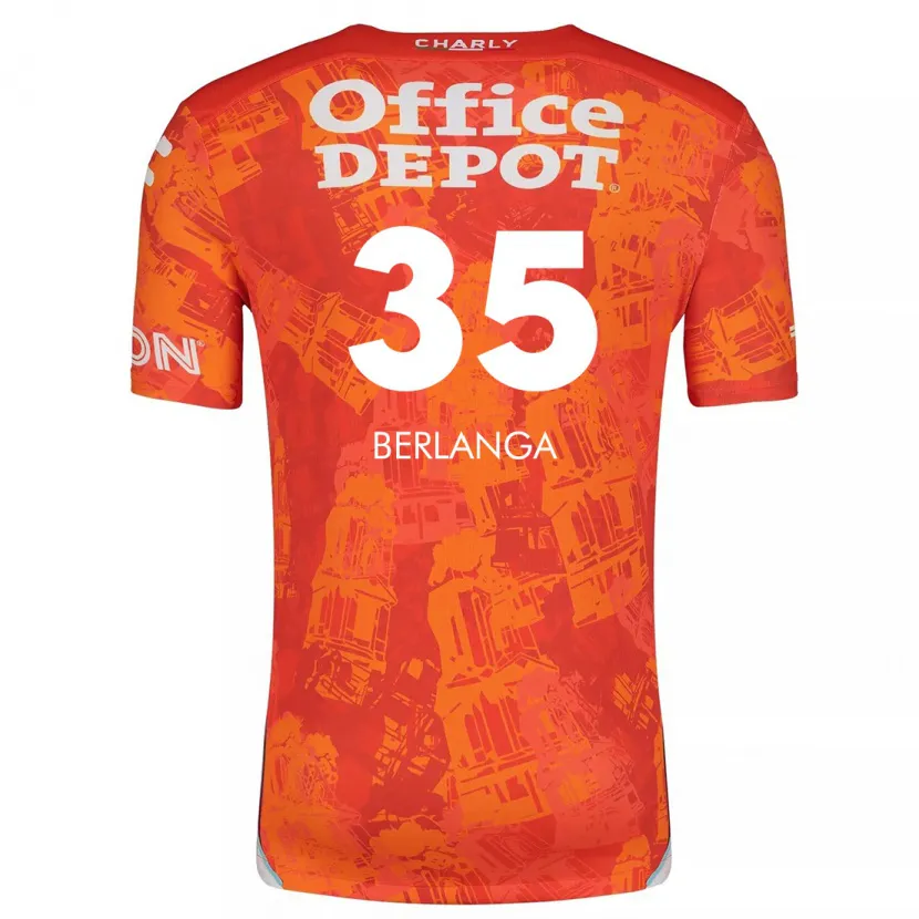 Danxen Dames Jorge Berlanga #35 Oranje Wit Uitshirt Uittenue 2024/25 T-Shirt