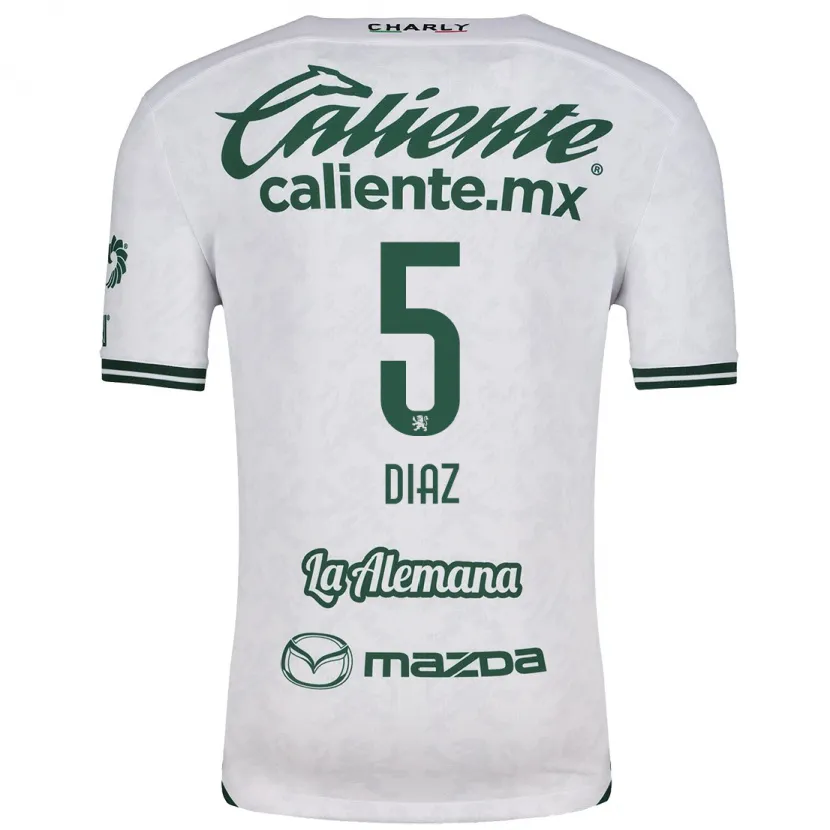 Danxen Dames Brenda Díaz #5 Wit Groen Uitshirt Uittenue 2024/25 T-Shirt