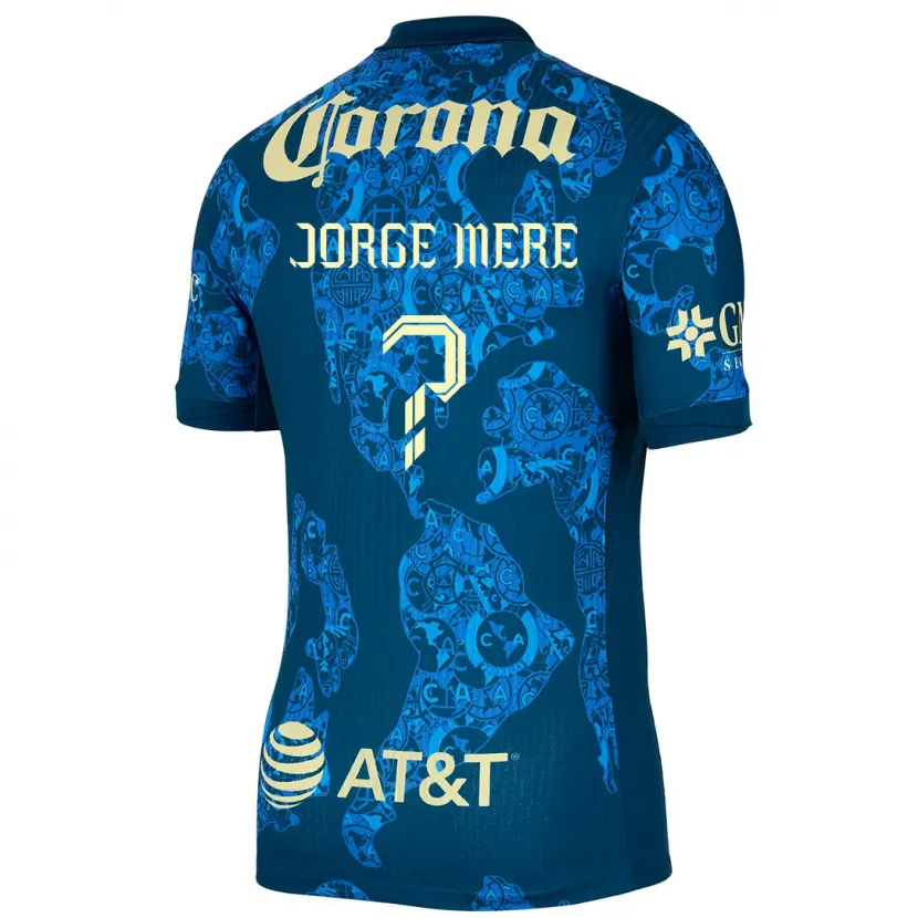 Danxen Dames Jorge Meré #0 Blauw Geel Uitshirt Uittenue 2024/25 T-Shirt