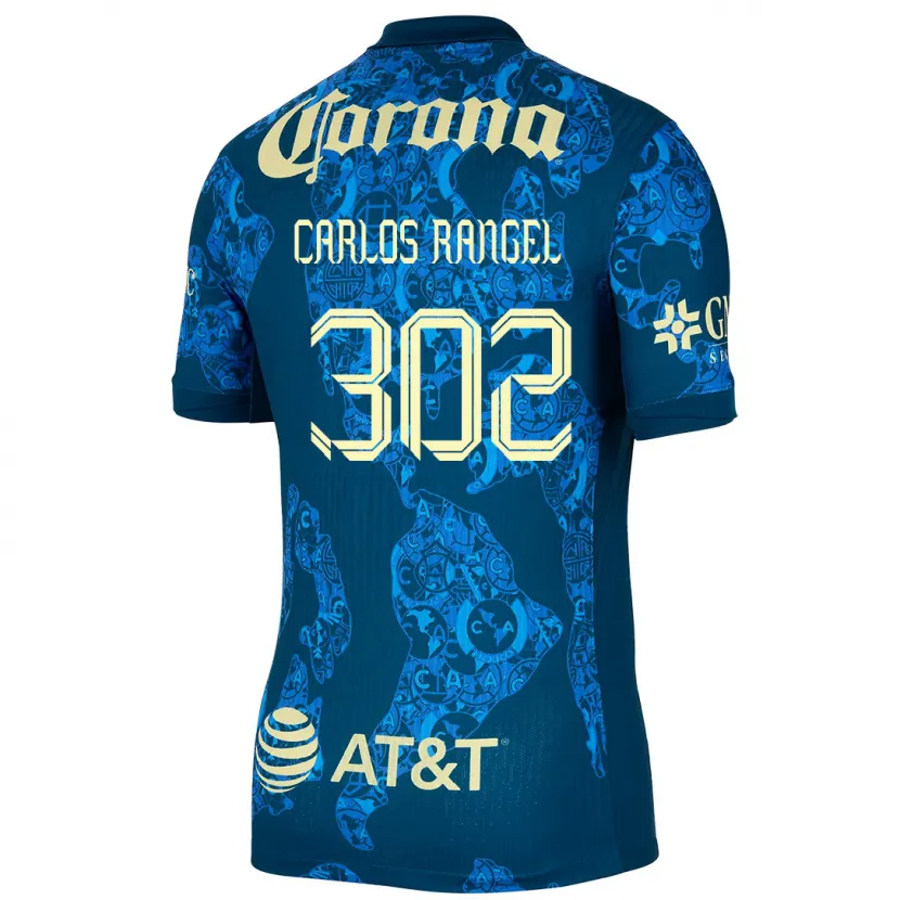 Danxen Dames Juan Carlos Rangel #302 Blauw Geel Uitshirt Uittenue 2024/25 T-Shirt