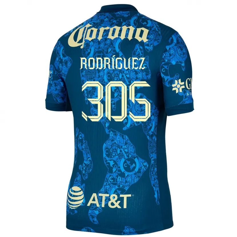 Danxen Dames Bryan Rodríguez #305 Blauw Geel Uitshirt Uittenue 2024/25 T-Shirt