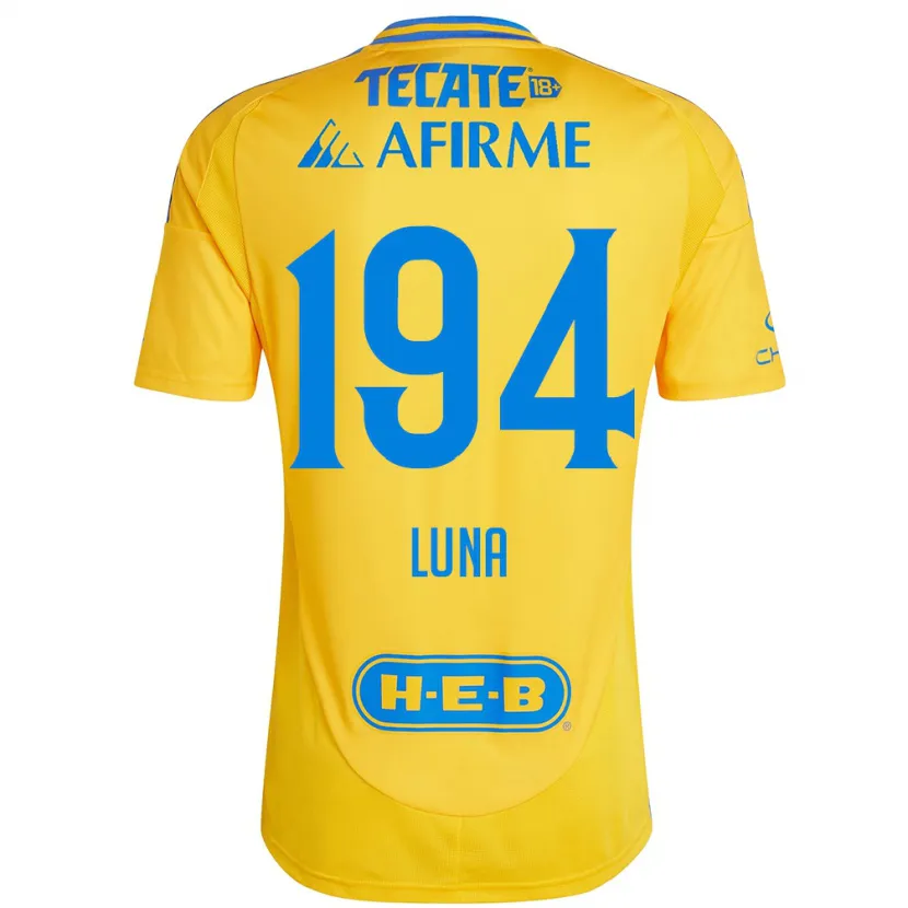Danxen Kinderen Juan Luna #194 Goud Geel Thuisshirt Thuistenue 2024/25 T-Shirt