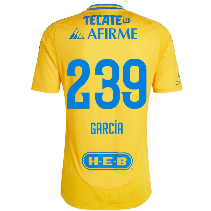 Danxen Kinderen Diego García #239 Goud Geel Thuisshirt Thuistenue 2024/25 T-Shirt