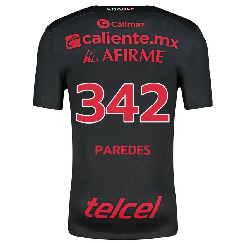 Danxen Kinderen Santiago Paredes #342 Zwart Rood Thuisshirt Thuistenue 2024/25 T-Shirt