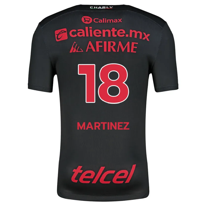 Danxen Kinderen Natividad Martínez #18 Zwart Rood Thuisshirt Thuistenue 2024/25 T-Shirt