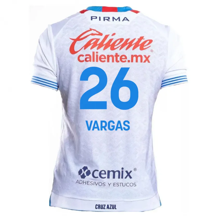 Danxen Kinderen Carlos Vargas #26 Wit Blauw Uitshirt Uittenue 2024/25 T-Shirt