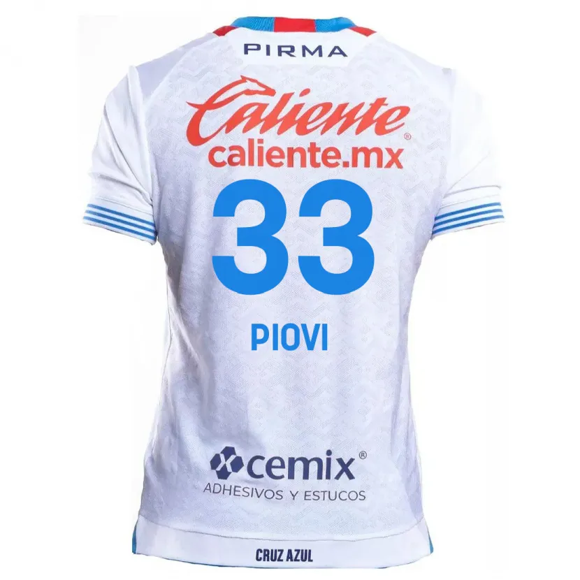 Danxen Kinderen Gonzalo Piovi #33 Wit Blauw Uitshirt Uittenue 2024/25 T-Shirt