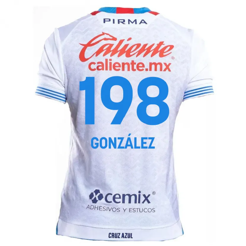 Danxen Kinderen Kenneth González #198 Wit Blauw Uitshirt Uittenue 2024/25 T-Shirt