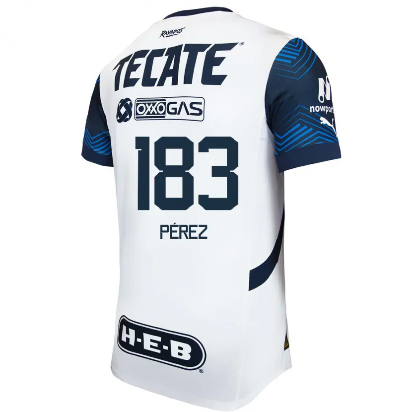 Danxen Kinderen Santiago Pérez #183 Wit Blauw Uitshirt Uittenue 2024/25 T-Shirt