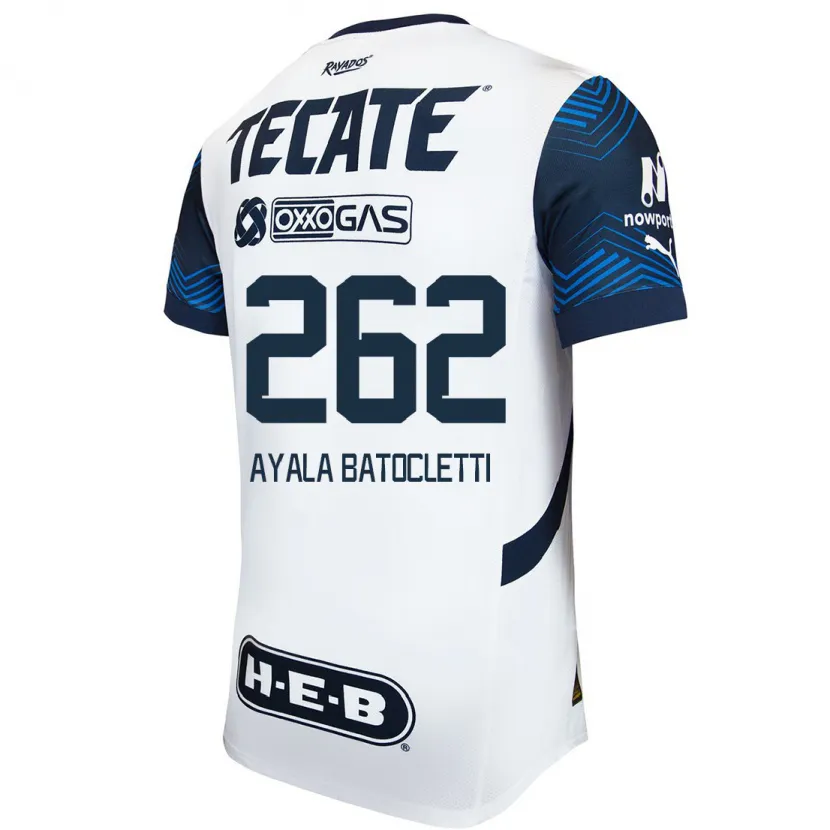 Danxen Kinderen Nahuel Ayala Batocletti #262 Wit Blauw Uitshirt Uittenue 2024/25 T-Shirt
