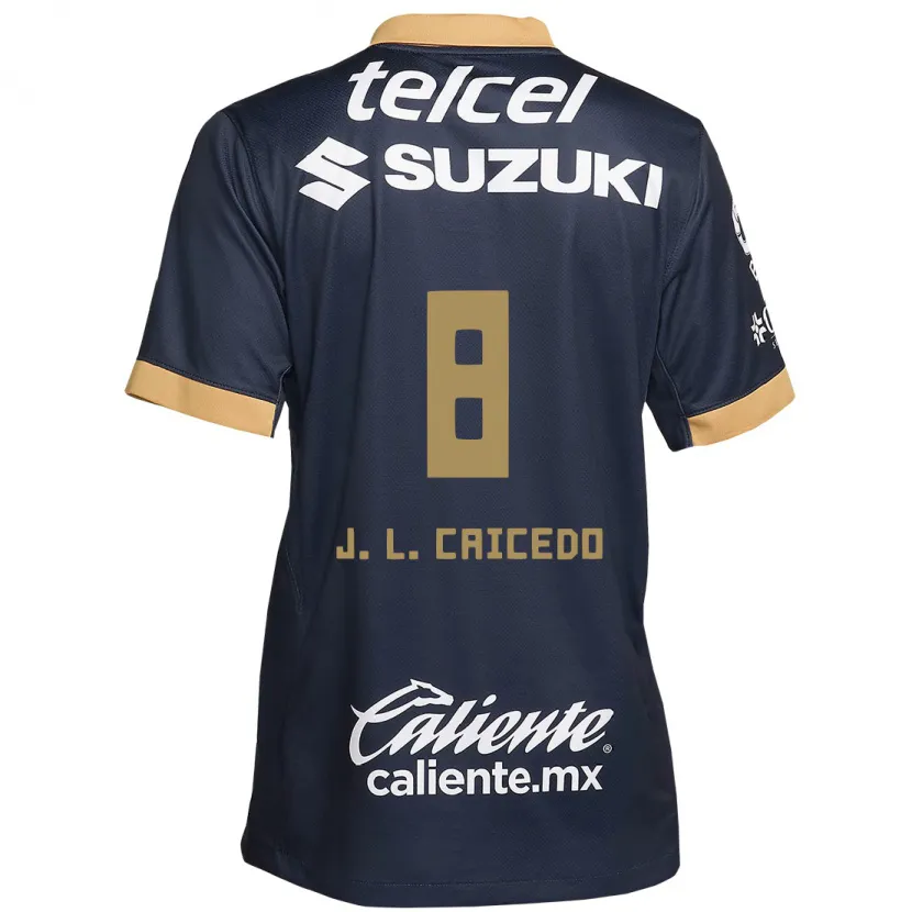 Danxen Kinderen José Caicedo #8 Obsidiaan Goud Wit Uitshirt Uittenue 2024/25 T-Shirt