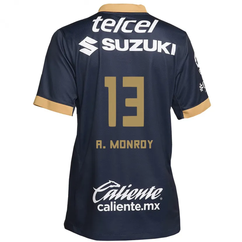 Danxen Kinderen Pablo Monroy #13 Obsidiaan Goud Wit Uitshirt Uittenue 2024/25 T-Shirt