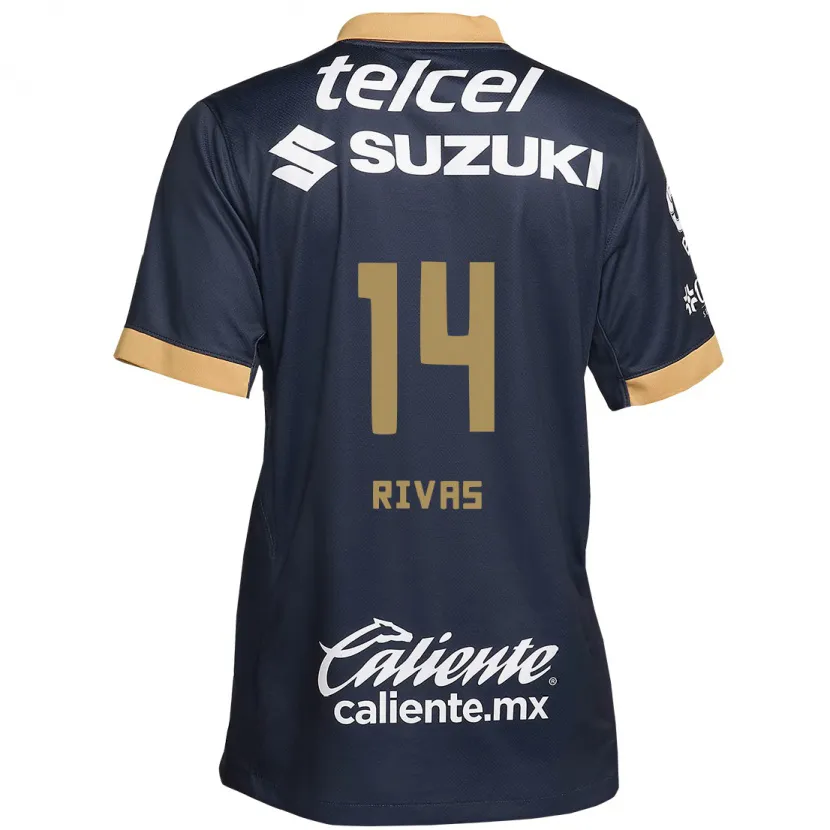 Danxen Kinderen Jesús Rivas #14 Obsidiaan Goud Wit Uitshirt Uittenue 2024/25 T-Shirt