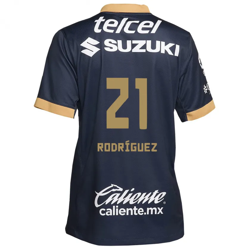 Danxen Kinderen Michell Rodríguez #21 Obsidiaan Goud Wit Uitshirt Uittenue 2024/25 T-Shirt