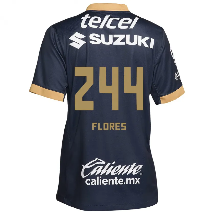 Danxen Kinderen Jonathan Flores #244 Obsidiaan Goud Wit Uitshirt Uittenue 2024/25 T-Shirt
