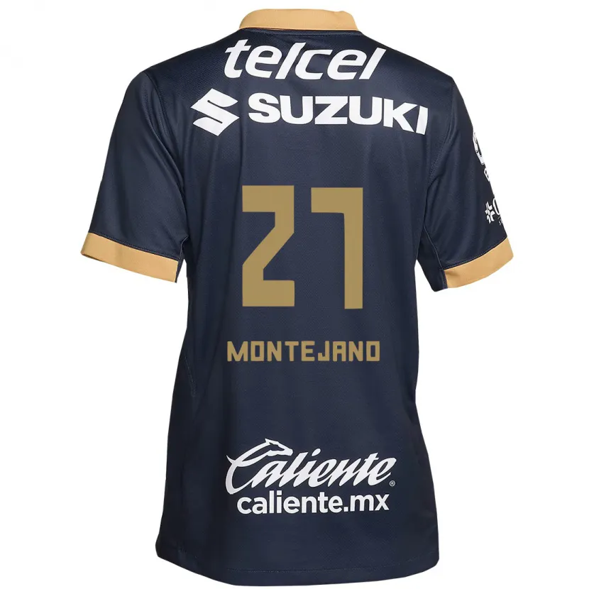 Danxen Kinderen Emanuel Montejano #27 Obsidiaan Goud Wit Uitshirt Uittenue 2024/25 T-Shirt